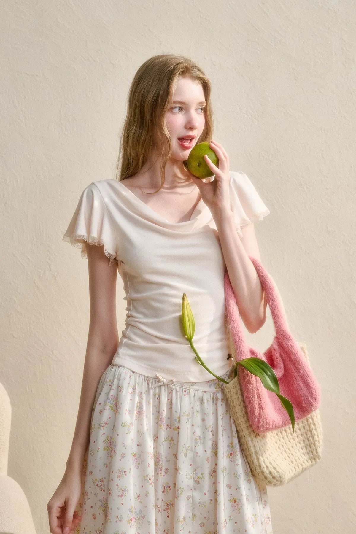 Airy V-Neck Ribbed T-Shirt
