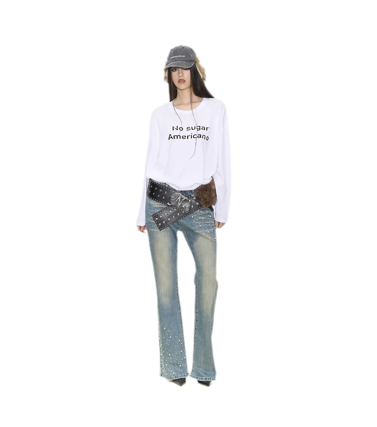 Pearl Embellished Straight Jeans
