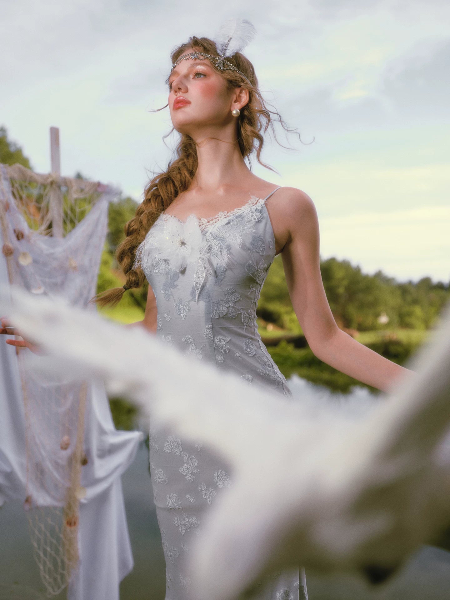 Burnout Velvet Fishtail Dress