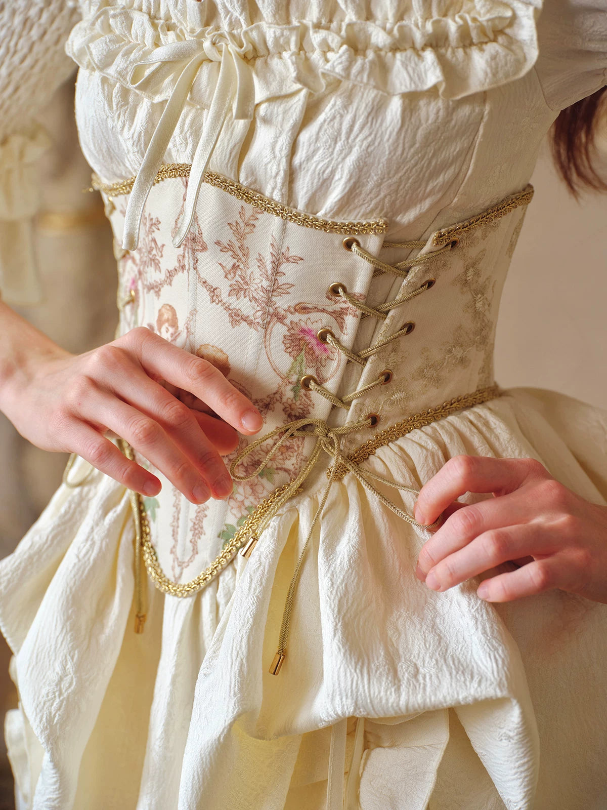Jacquard Corset Ruffle Dress