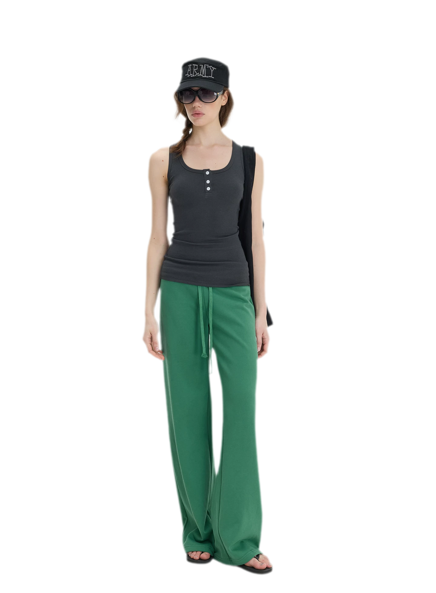 Ribbed Slim-Fit Henley Tank