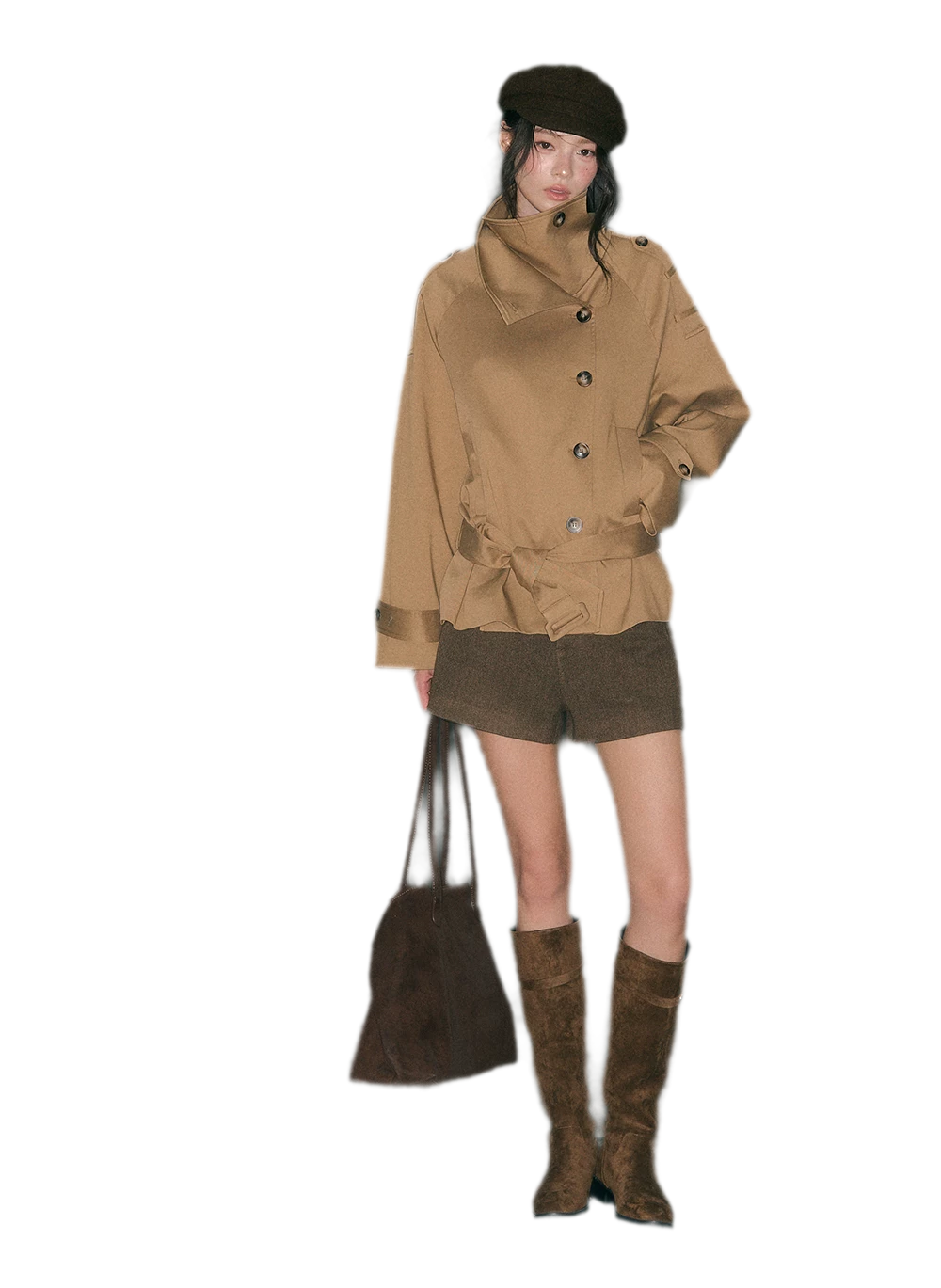Trench coat in twill ad alta densità con cintura