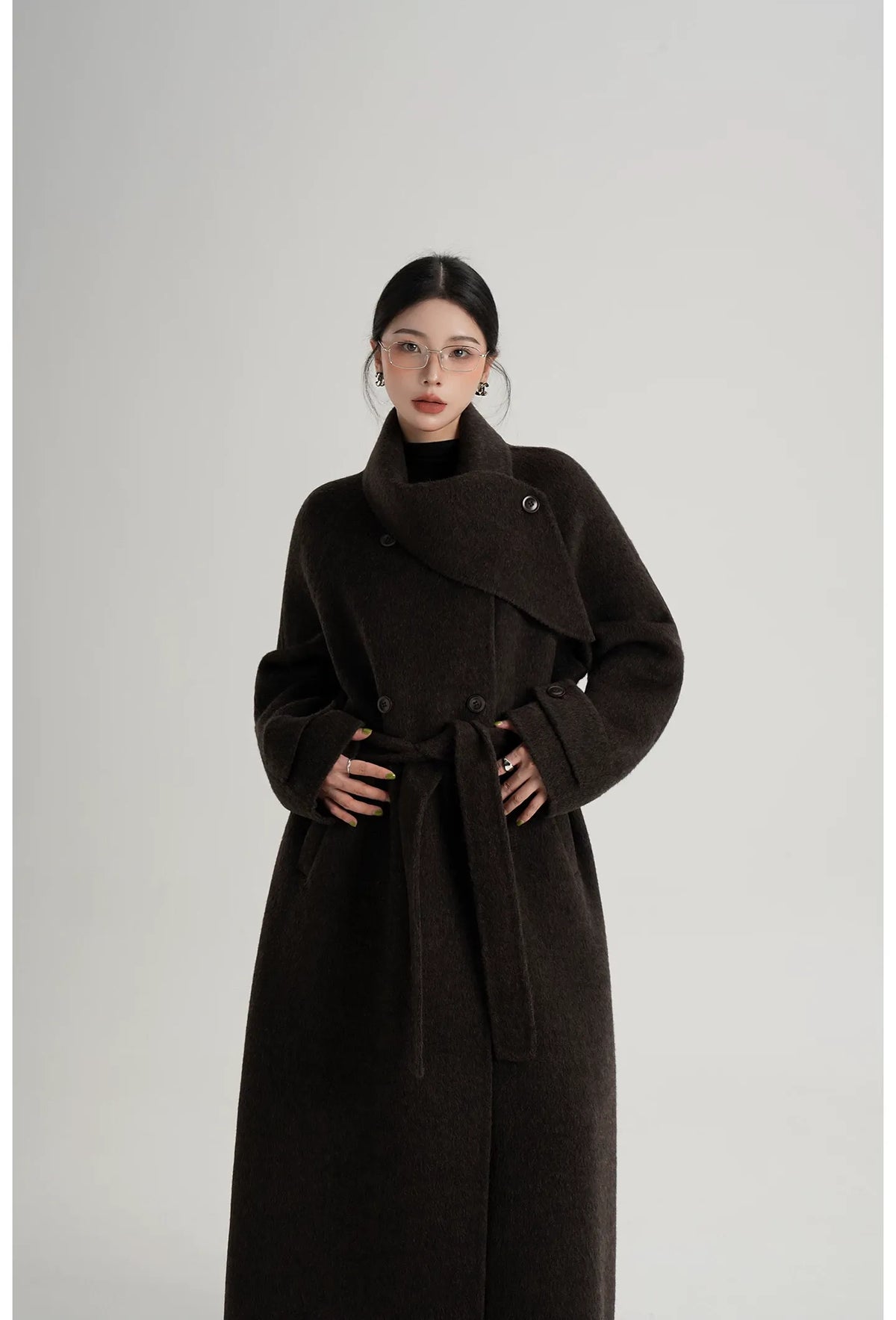 Handstitched Shawl Collar Wool Coat