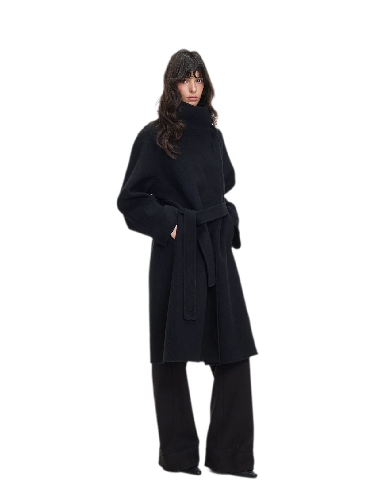 Double-Faced Wool Belted Coat