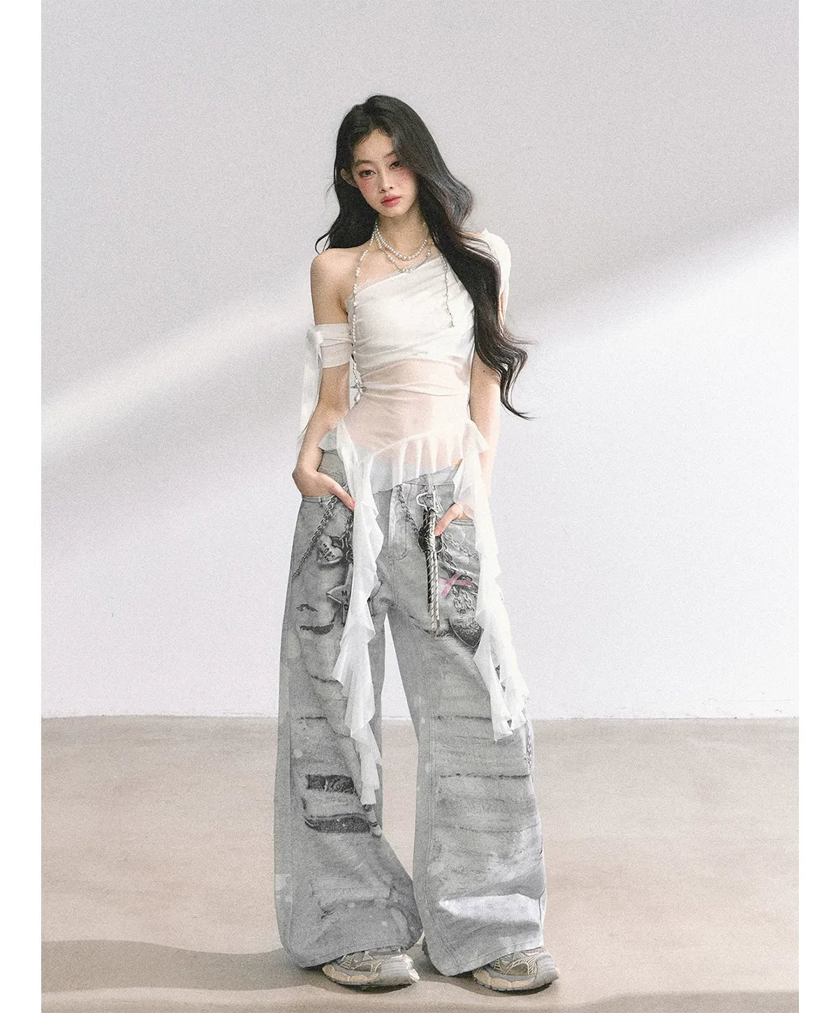 Sheer Asymmetric Mesh Tee