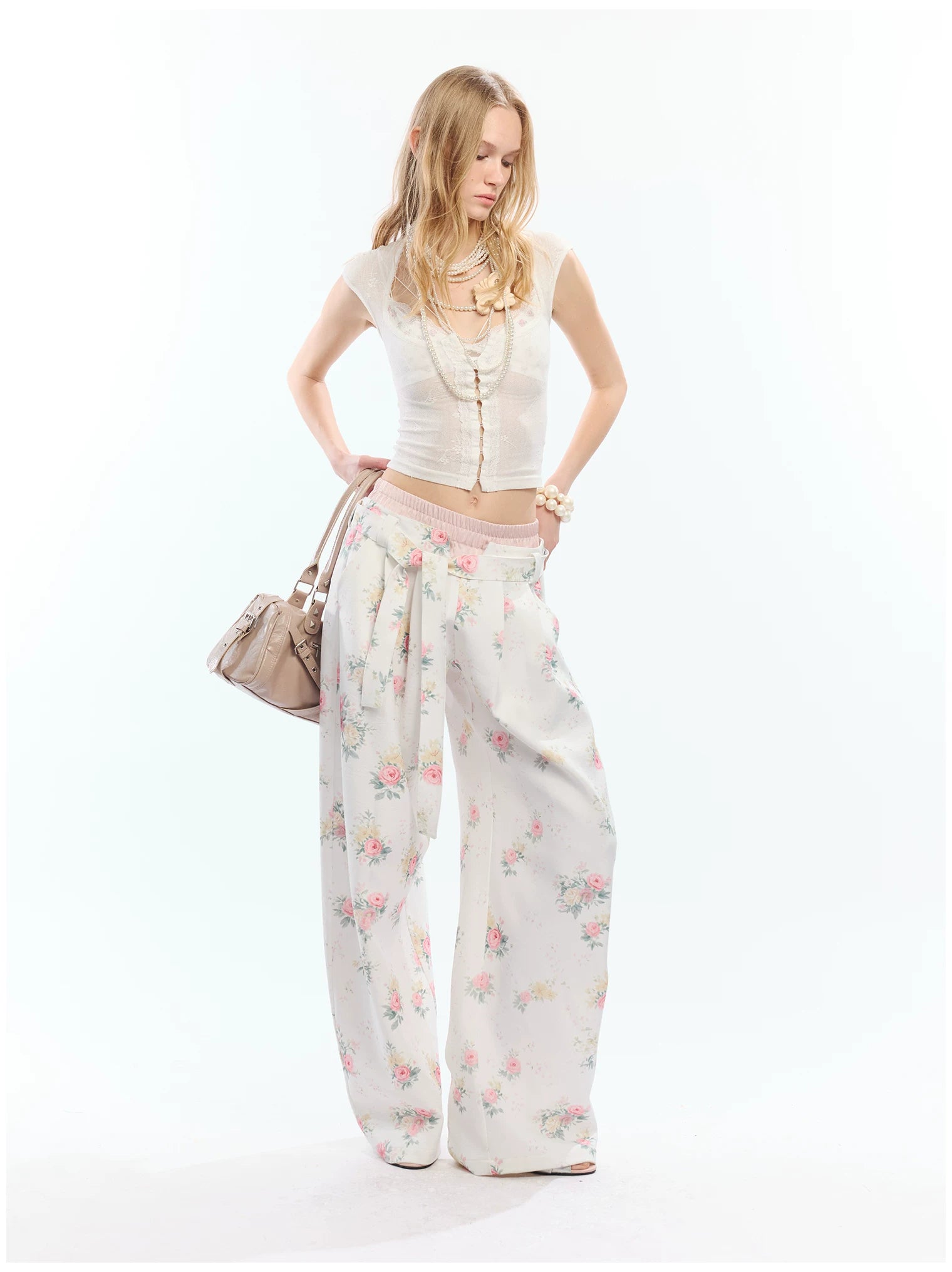Floral Print Loose Wide Leg Pants