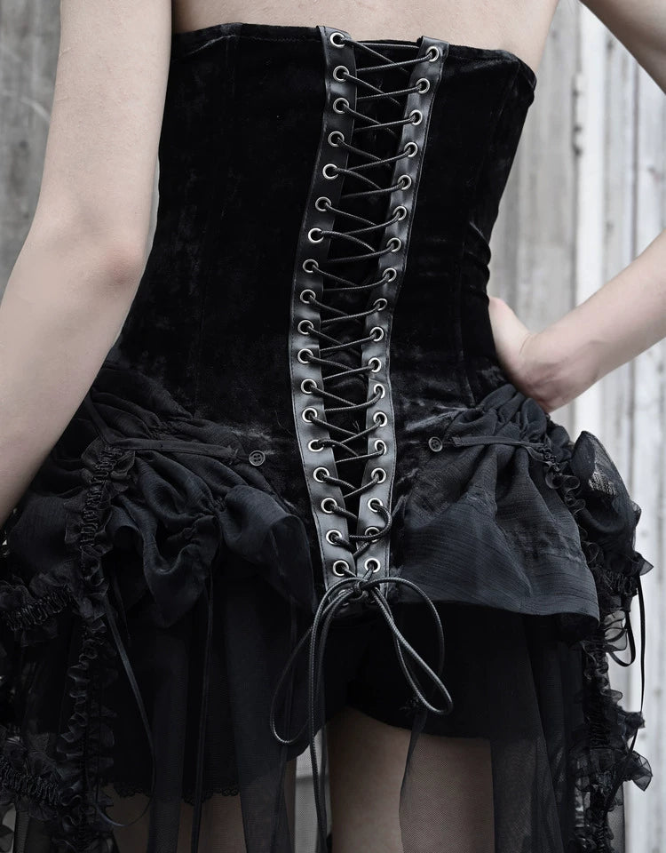 Áo corset bustier nhung lồng chim