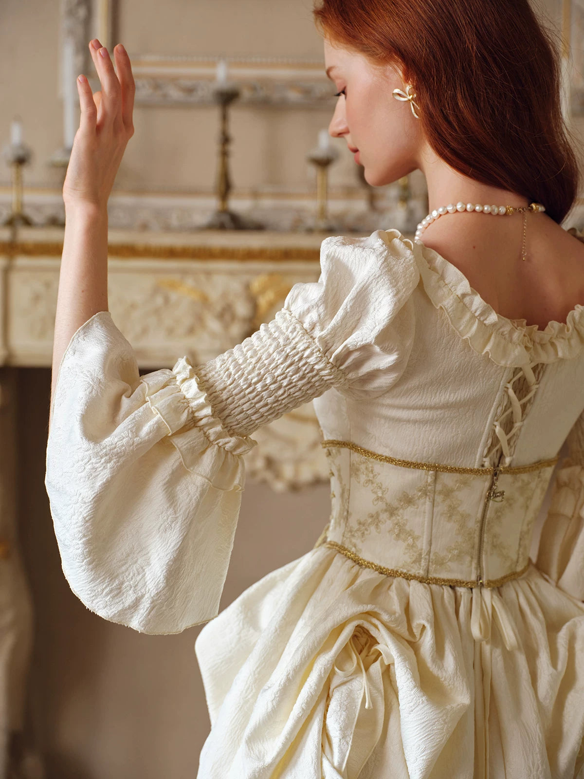 Jacquard Corset Ruffle Dress
