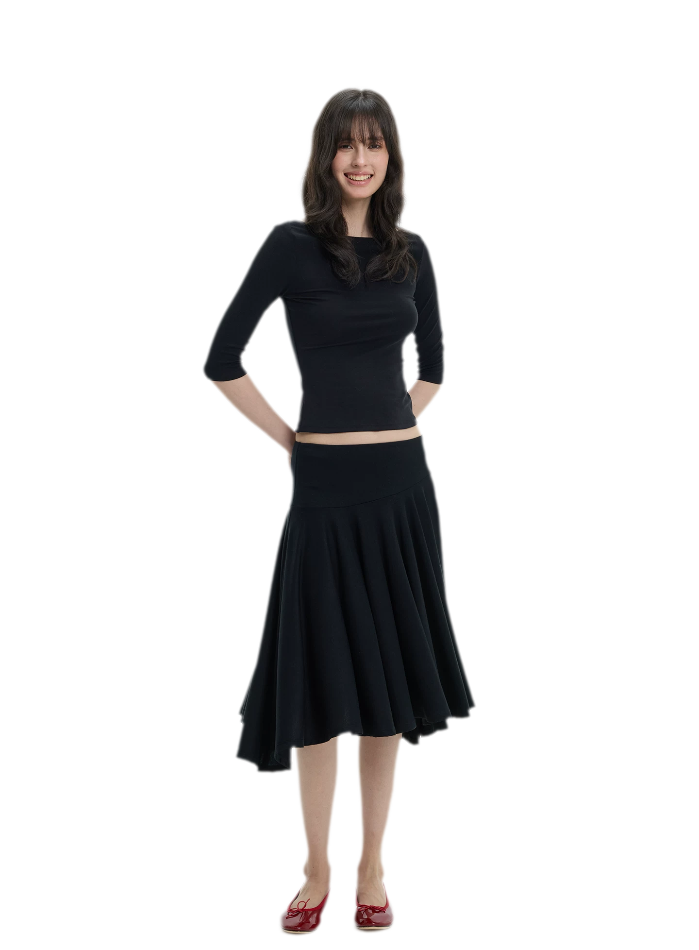 Lyocell Boat Neck Knit Top