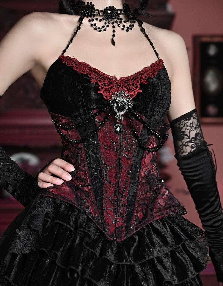 Beaded Velvet Gothic Corset Dress