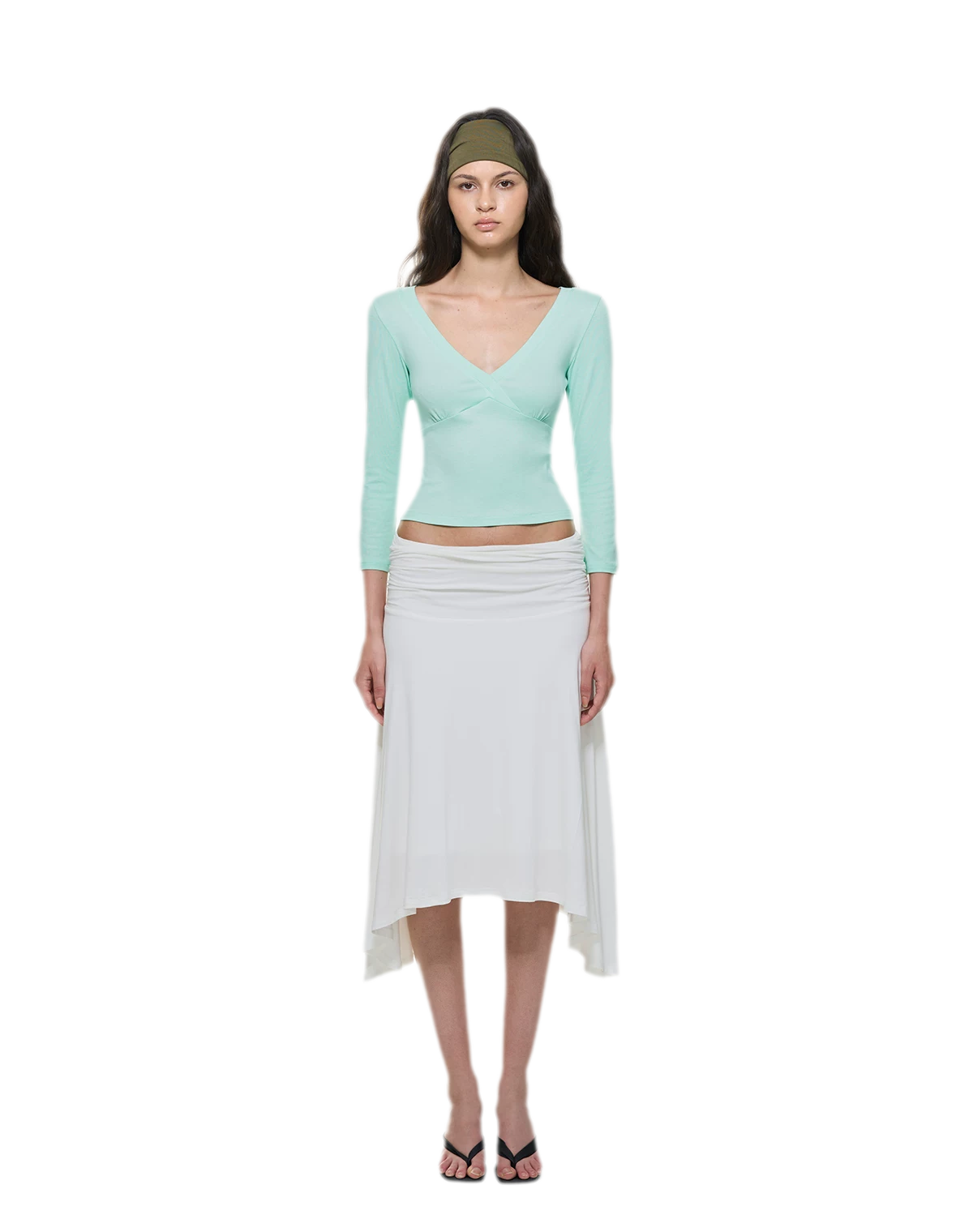 Crossfront Ribbed V-Neck Top