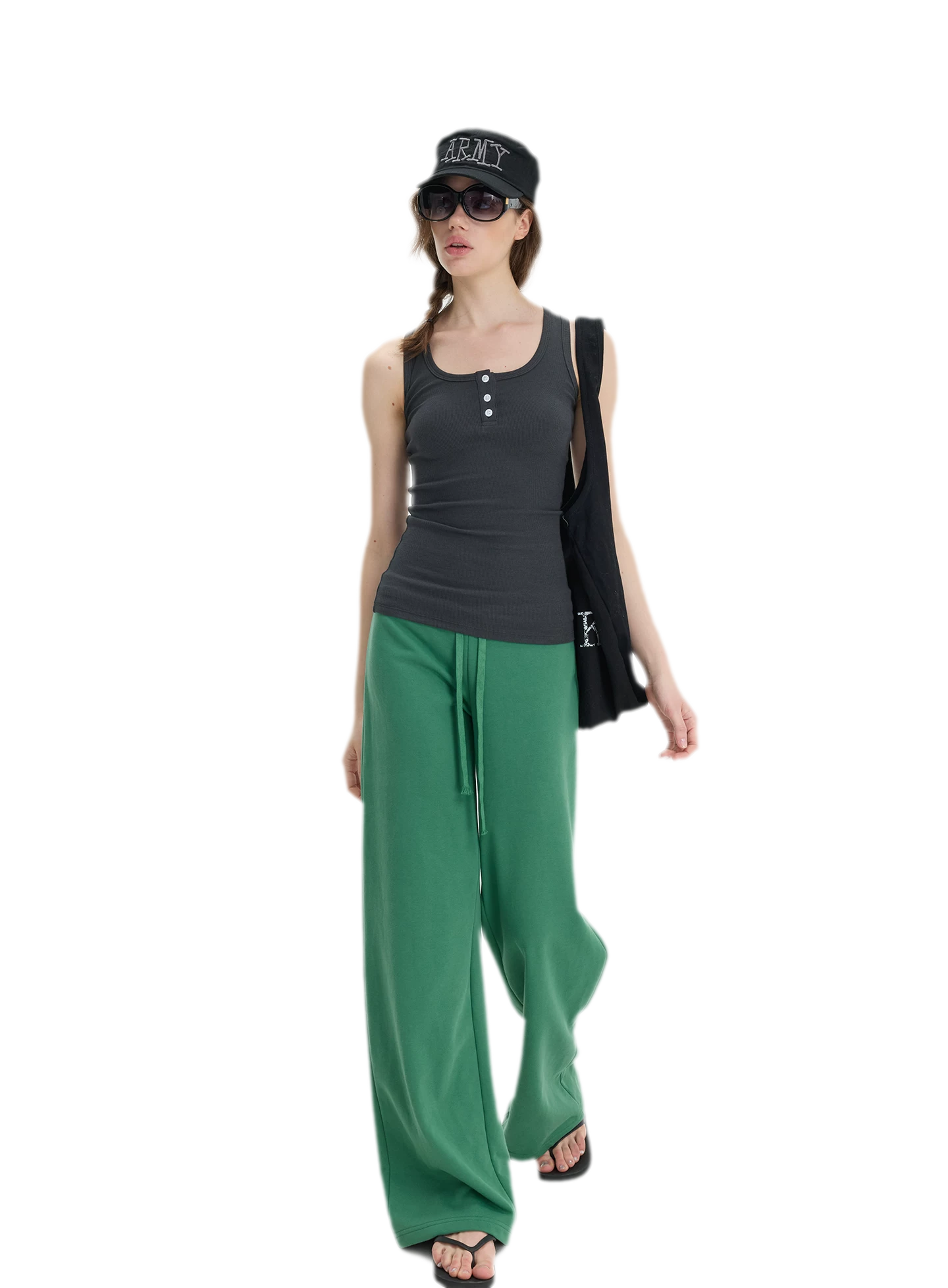 Ribbed Slim-Fit Henley Tank