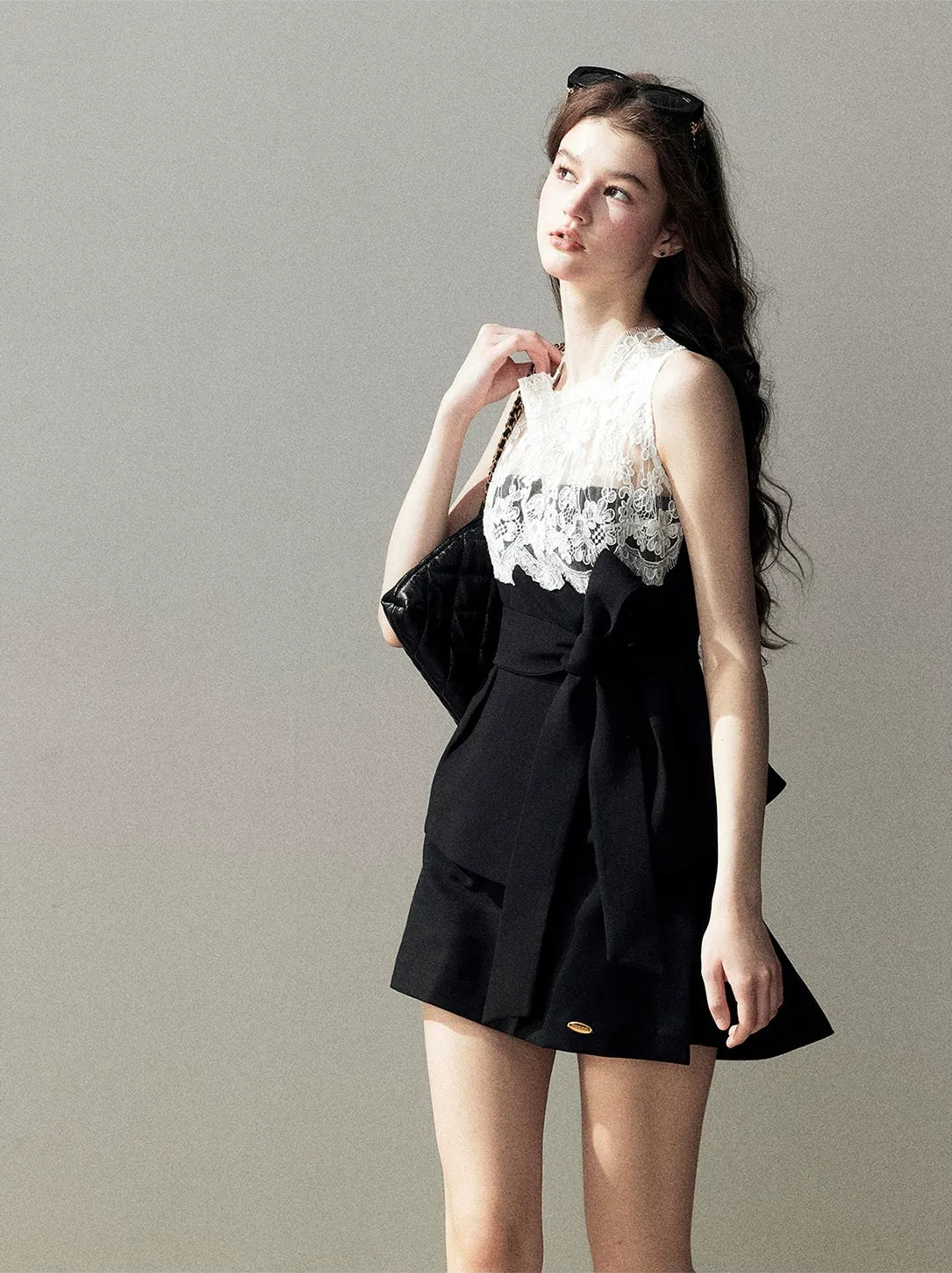 Lace Color-Block Sleeveless Top
