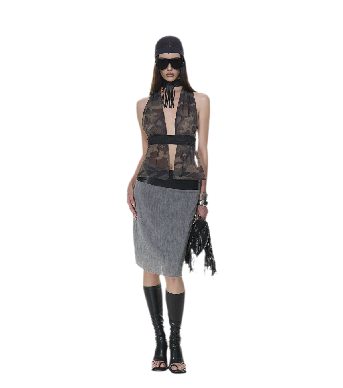 Mesh Halter Backless Top
