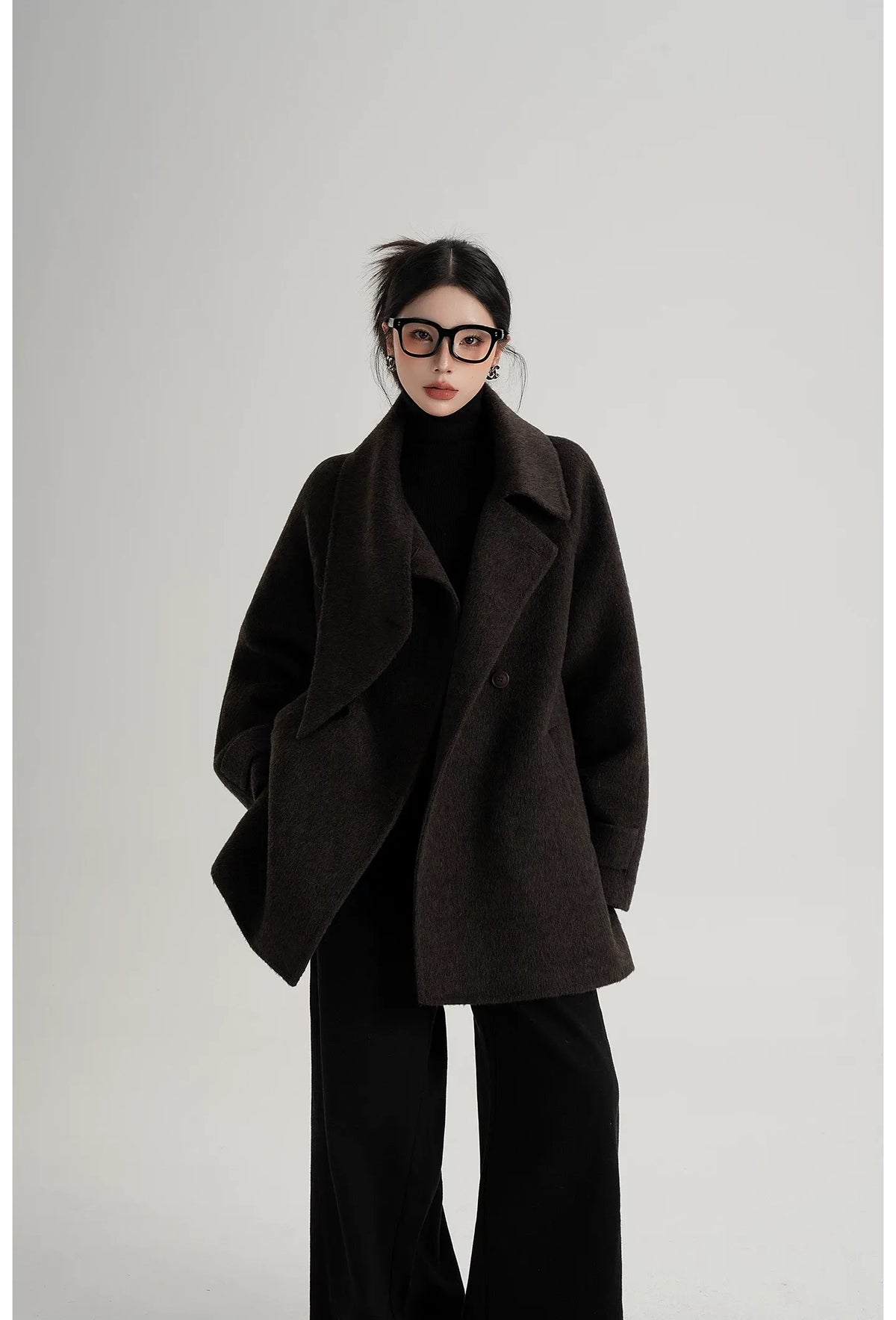 Handstitched Shawl Collar Wool Coat