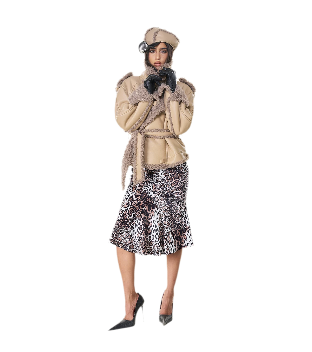 Reversible Fur Leather Cropped Jacket