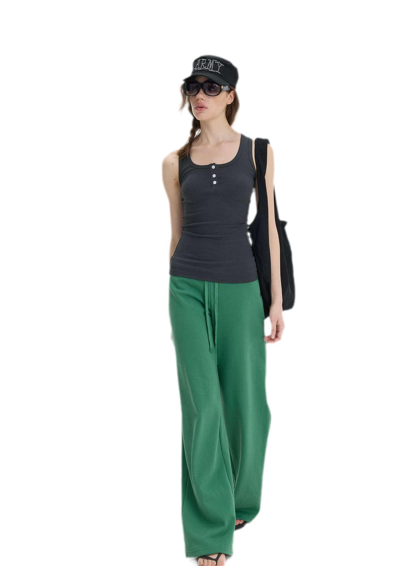Ribbed Slim-Fit Henley Tank