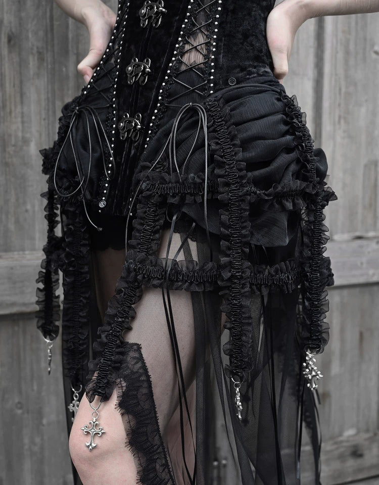 Áo corset bustier nhung lồng chim