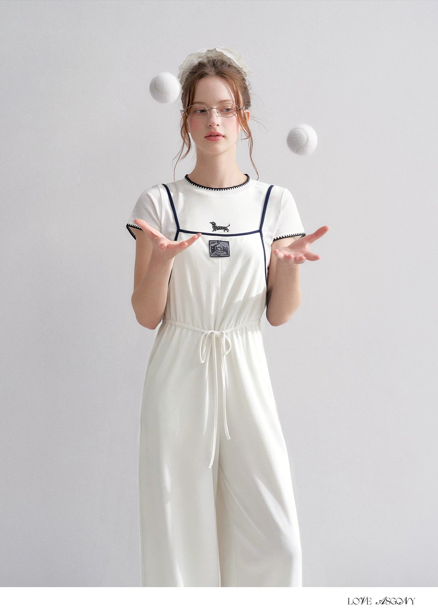 Contrast Piping Drawstring Waist Jumpsuit