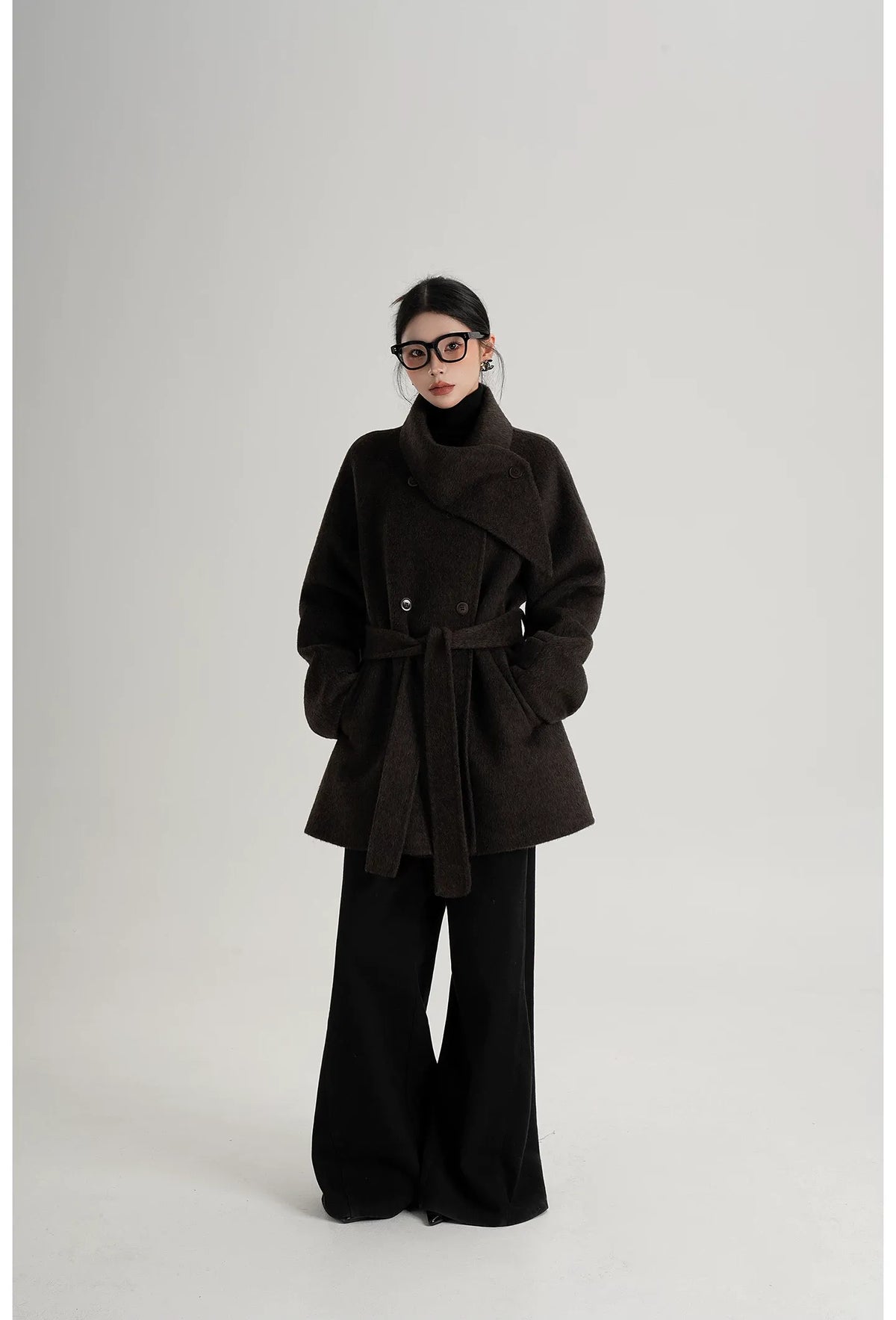 Handstitched Shawl Collar Wool Coat