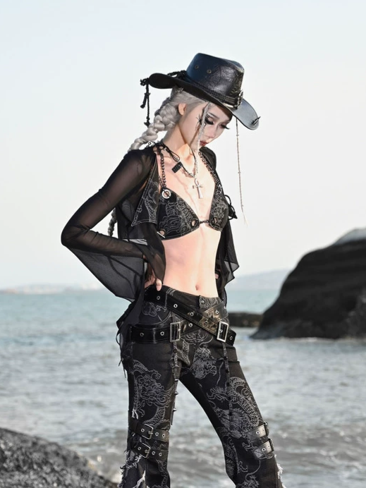 Dragon Graphic Flared Jeans