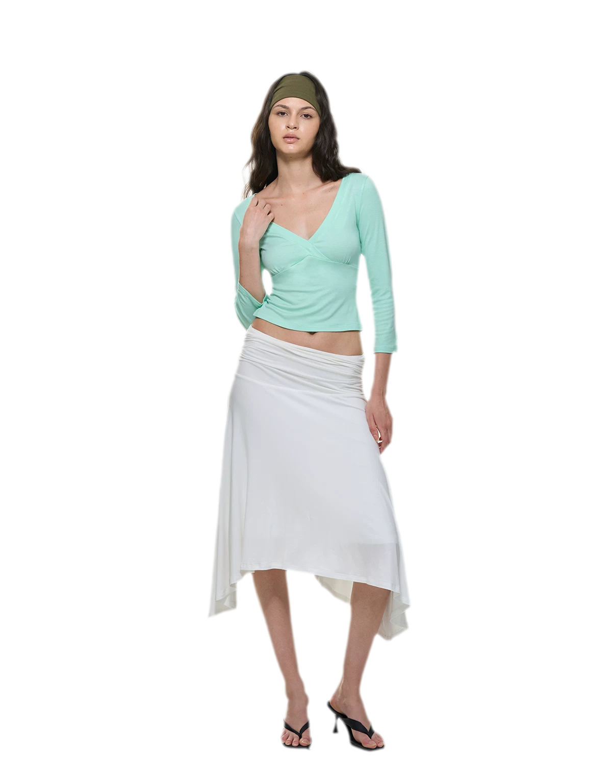 Crossfront Ribbed V-Neck Top