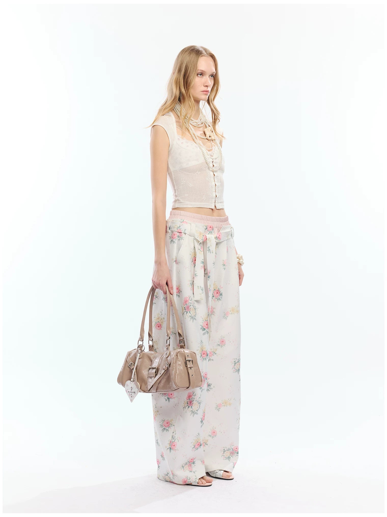 Floral Print Loose Wide Leg Pants
