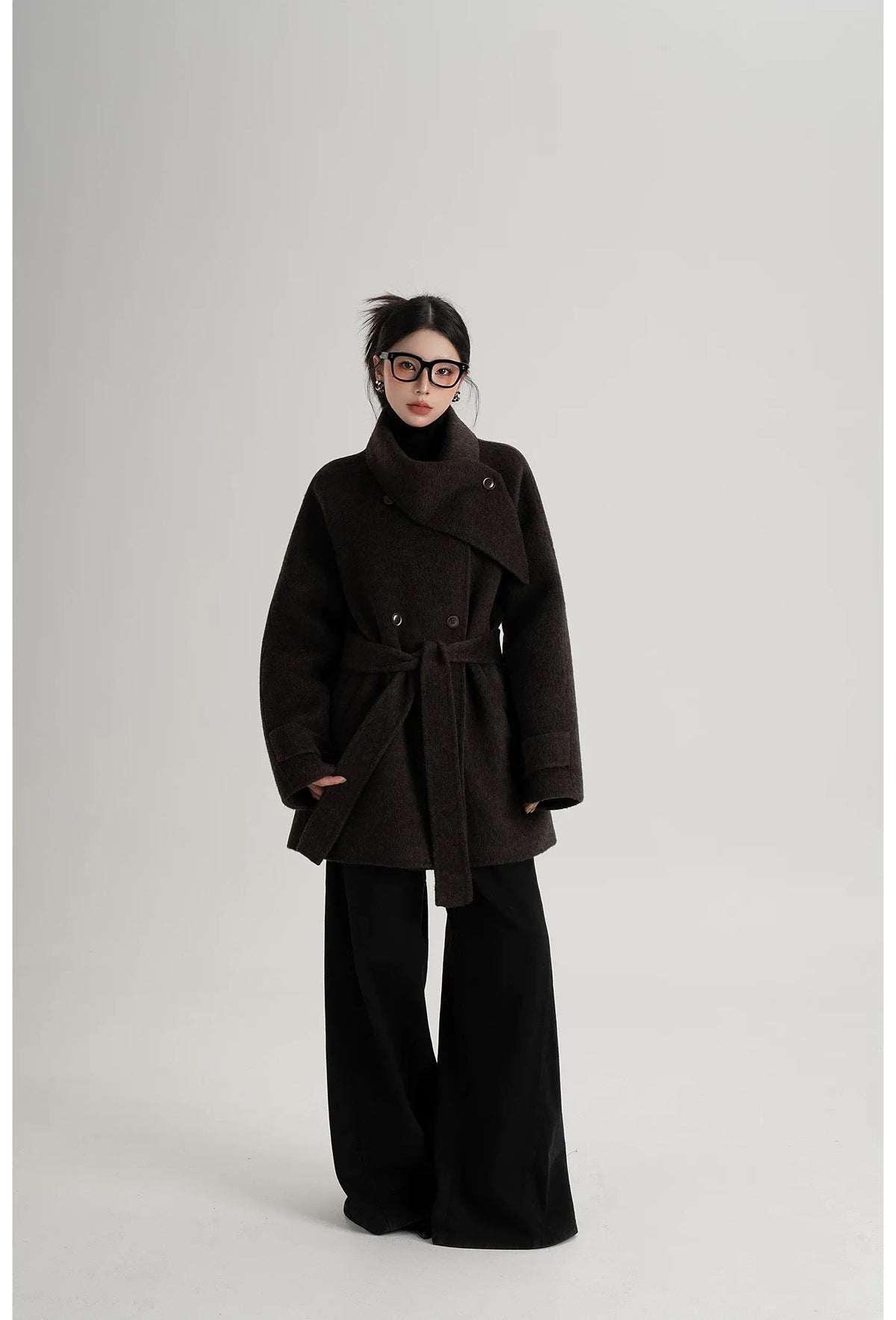 Handstitched Shawl Collar Wool Coat