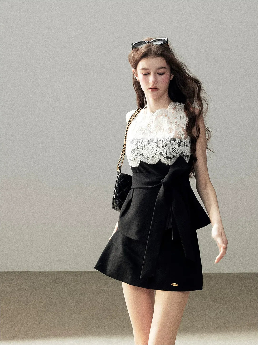 Lace Color-Block Sleeveless Top