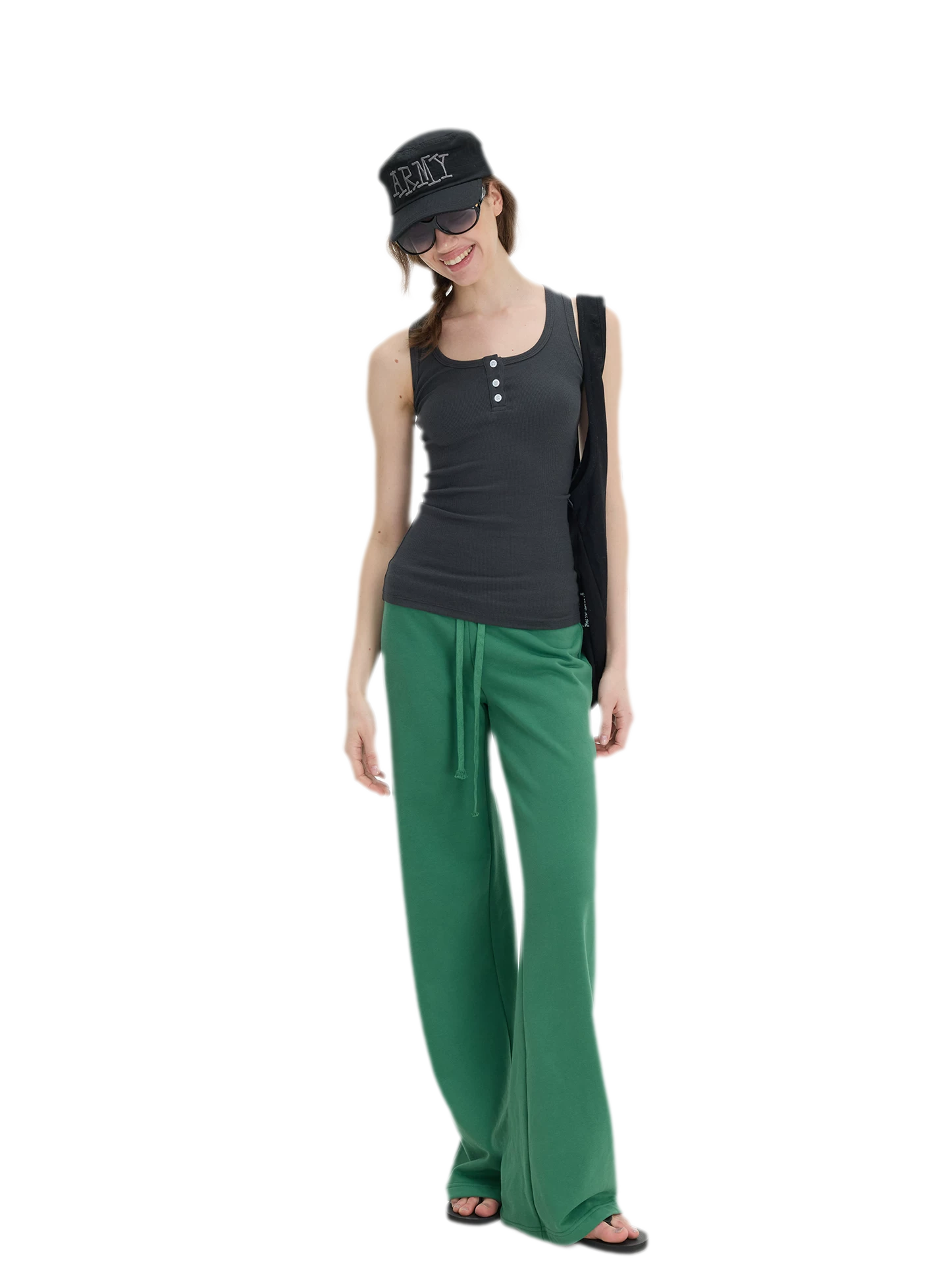 Ribbed Slim-Fit Henley Tank