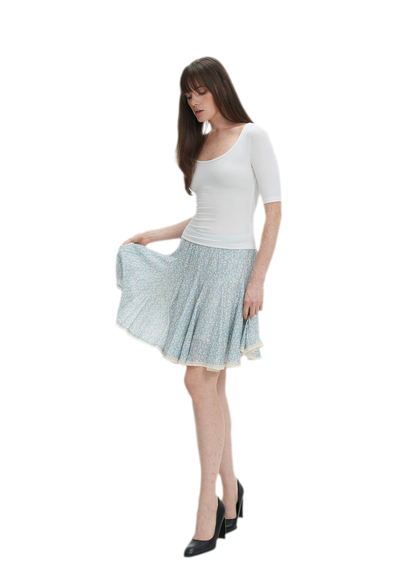 Floral Lace Midi Skirt