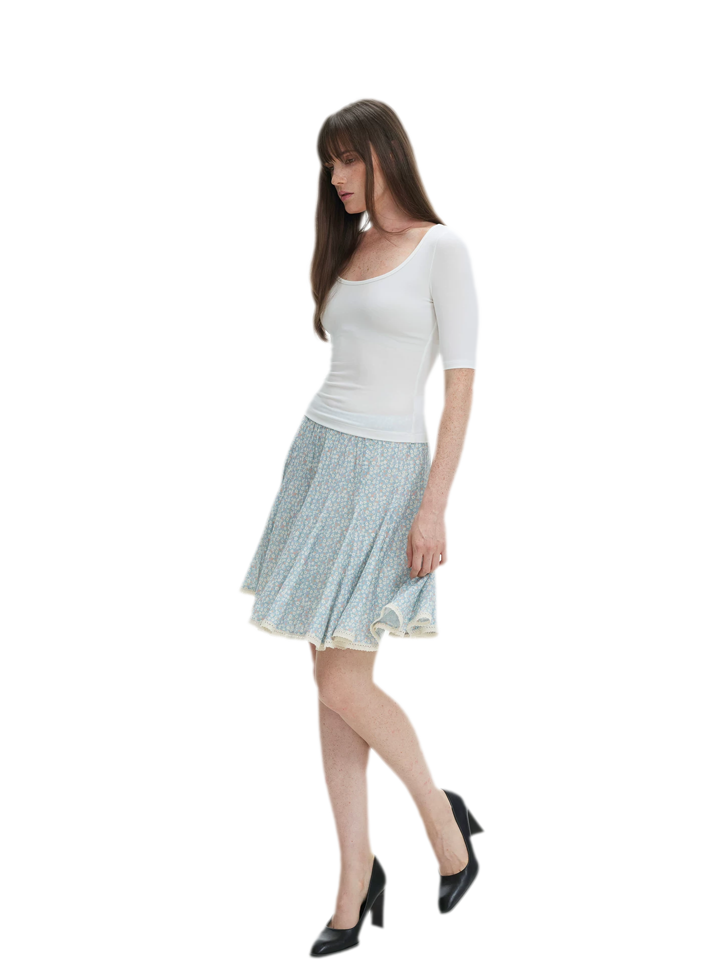 Floral Lace Midi Skirt