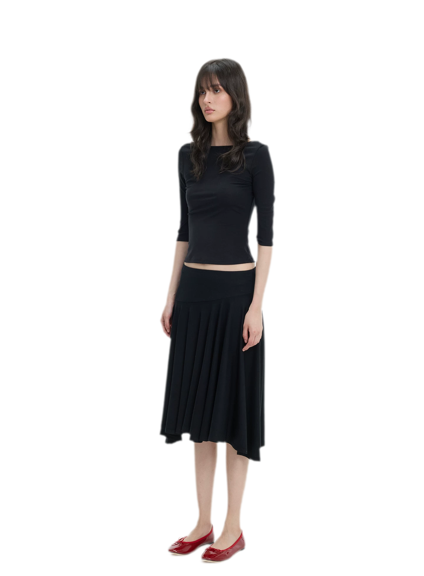 Lyocell Boat Neck Knit Top