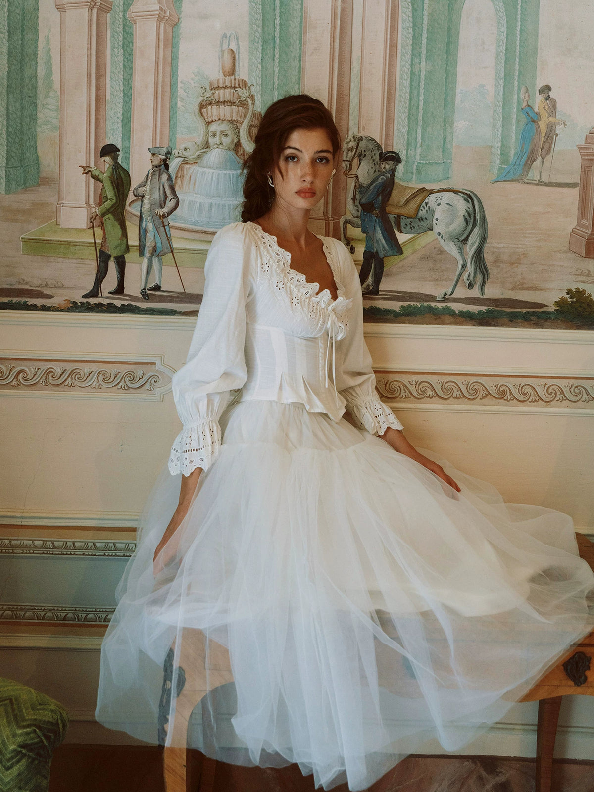 Textured Lace Trim Blouse