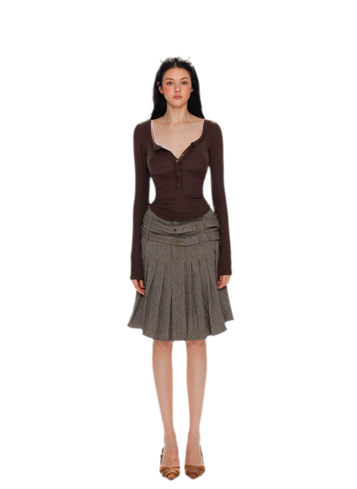 Lyocell Ruched Long Sleeve Top