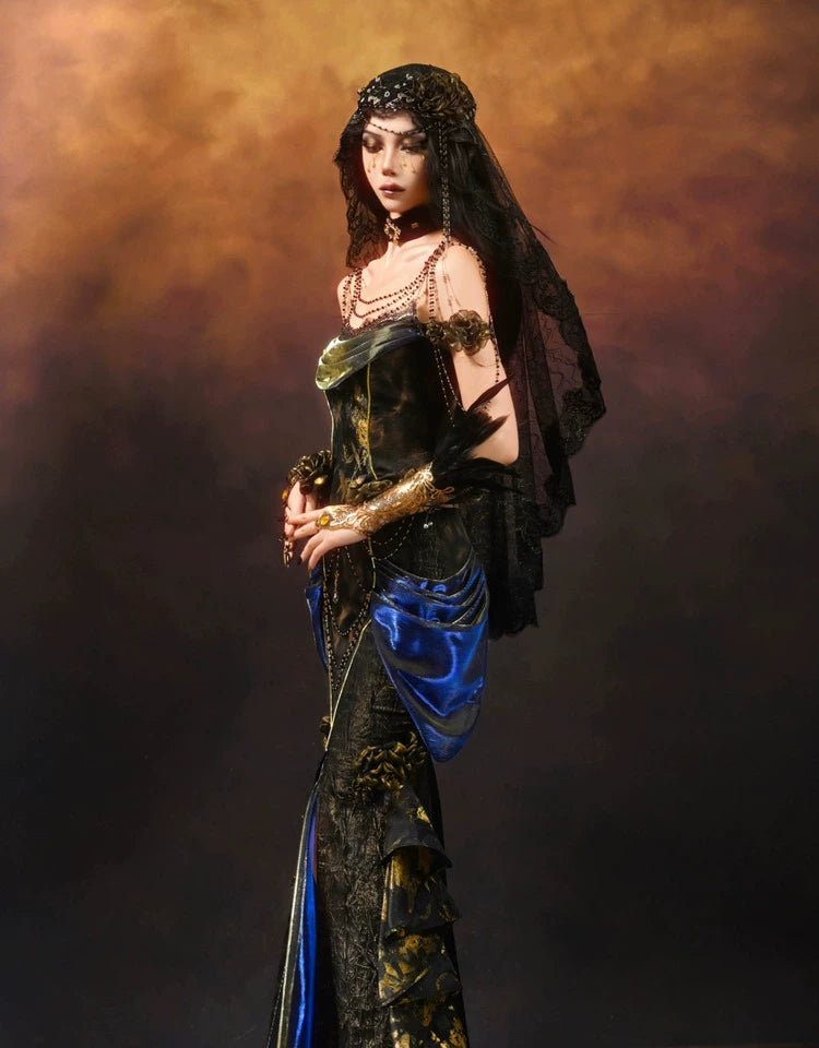 Gold Jacquard Mermaid Fishtail Skirt