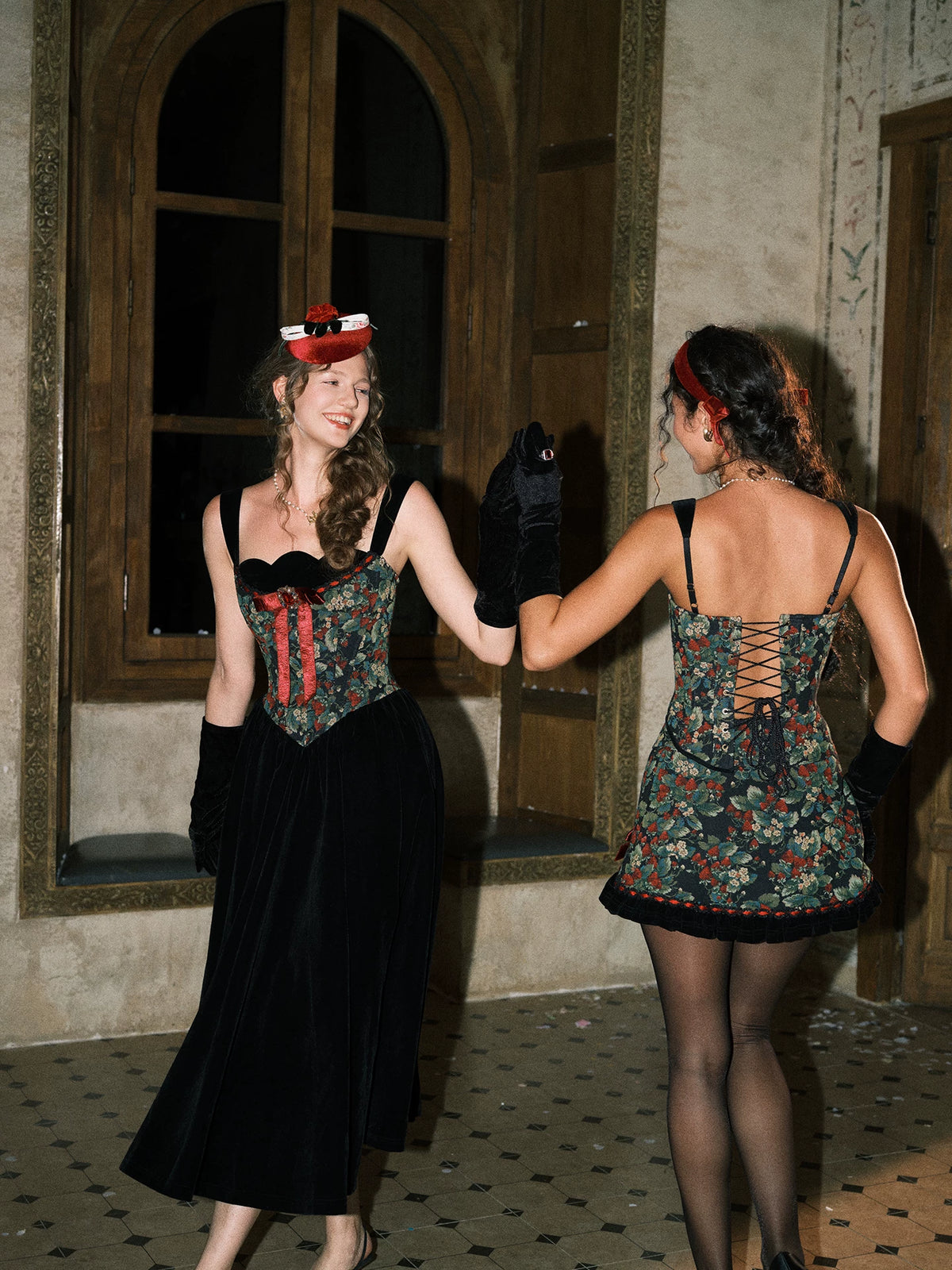 Floral Jacquard Corset Dress