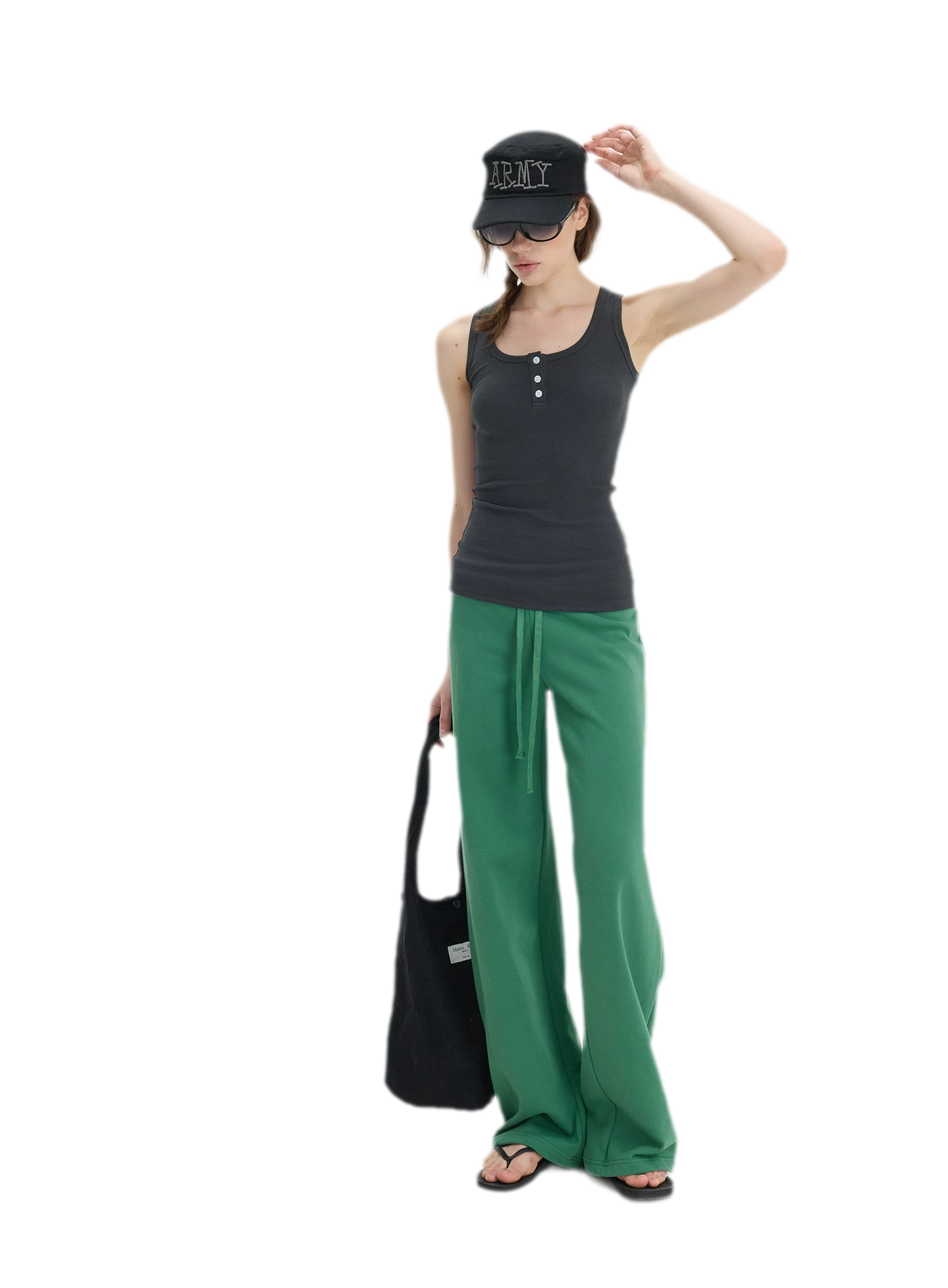 Ribbed Slim-Fit Henley Tank