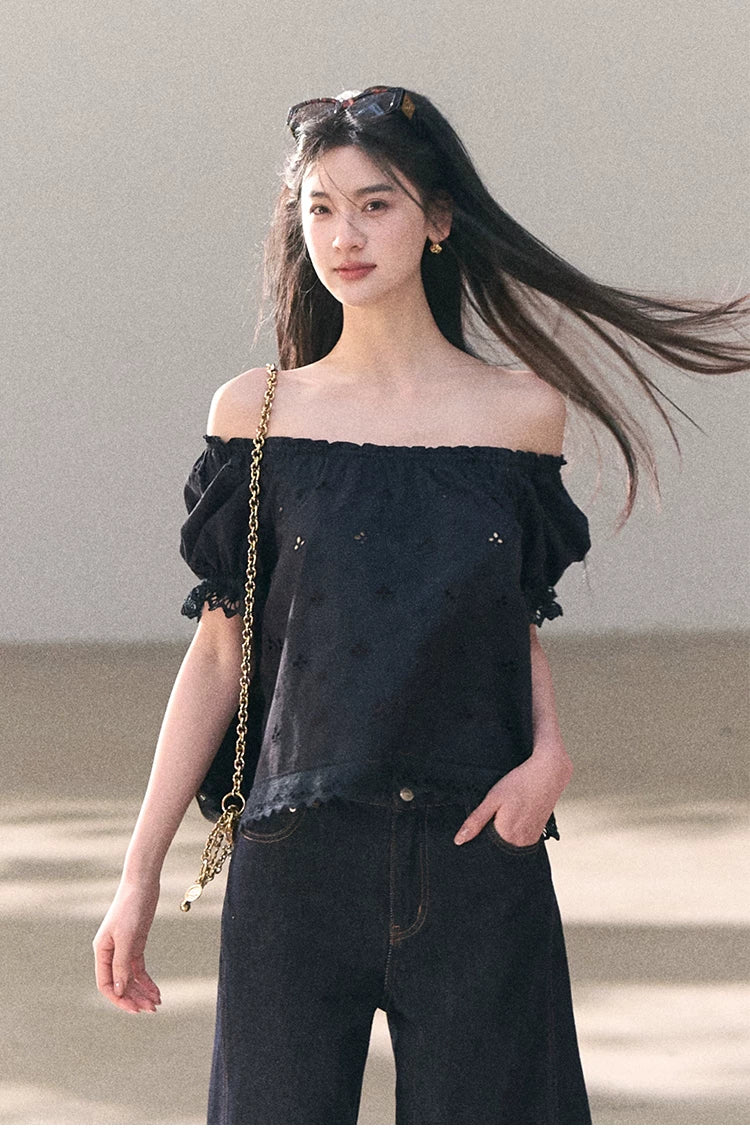 Washed Denim Wide-Leg Set