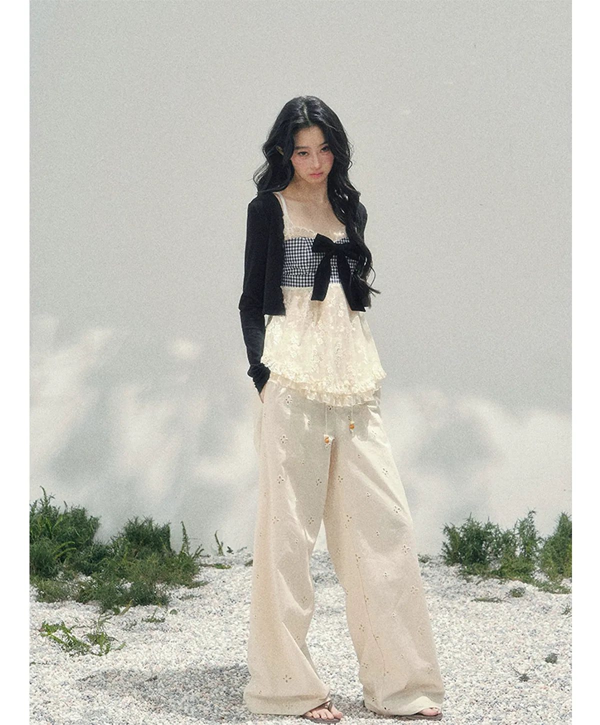 Wide-Leg Embroidered Pants