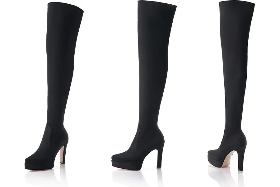 Suede Slouchy Over-Knee Boots