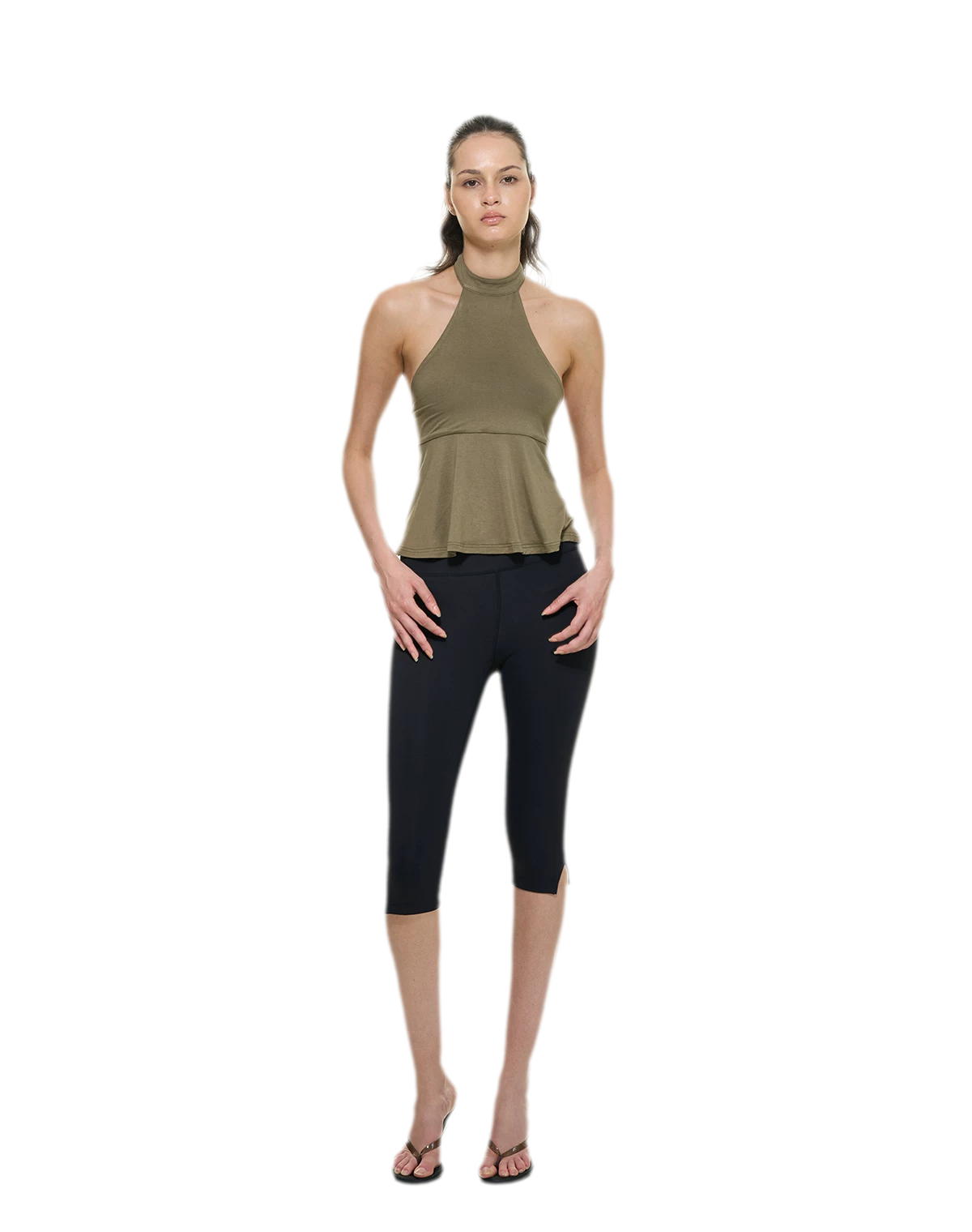 Bare-Feel Slit Capri Pants