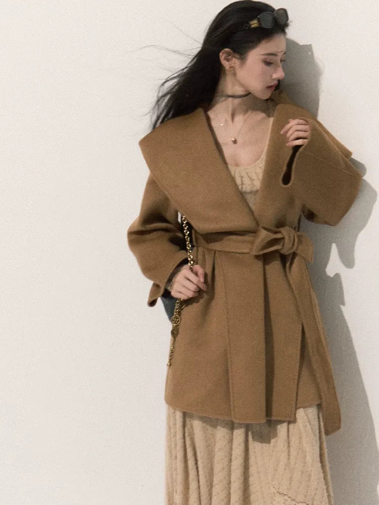 Double-Faced Wool Belted Coat