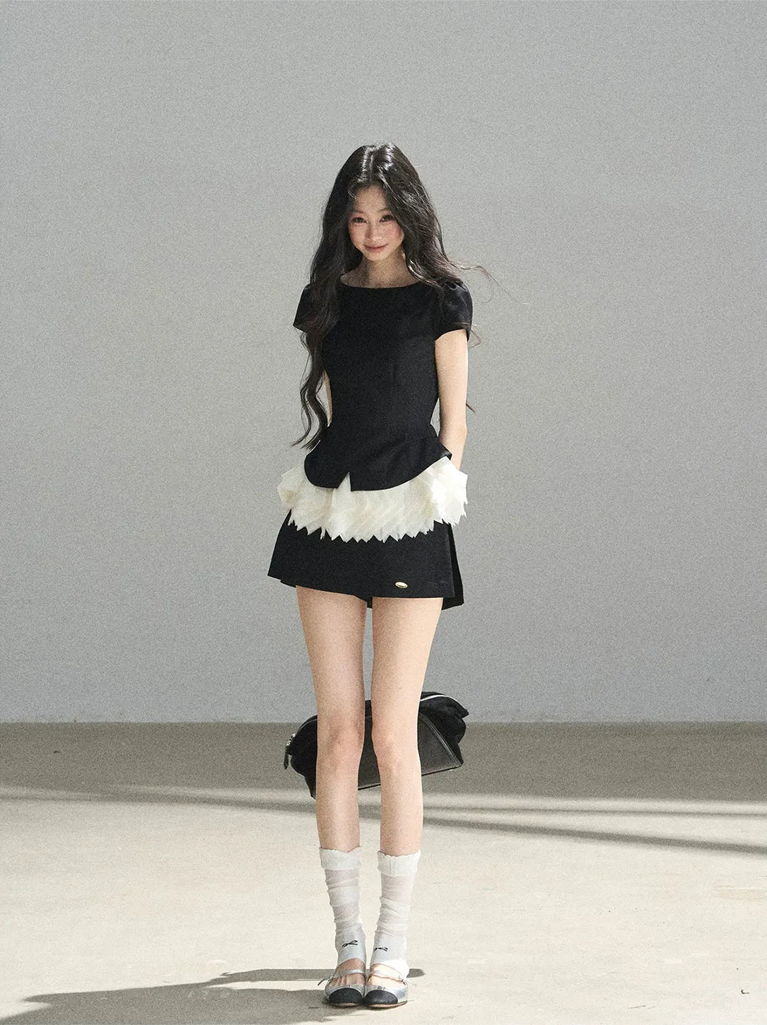 Colorblock Cropped Top Skirt Set