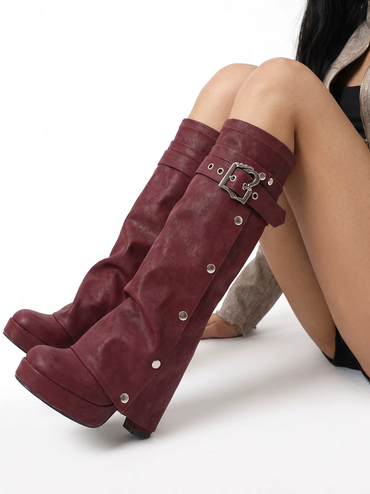 Lychee Textured Chunky Boots