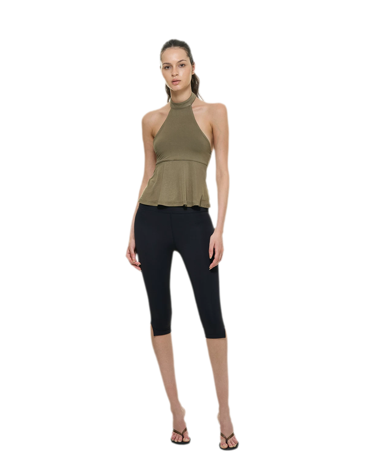 Bare-Feel Slit Capri Pants