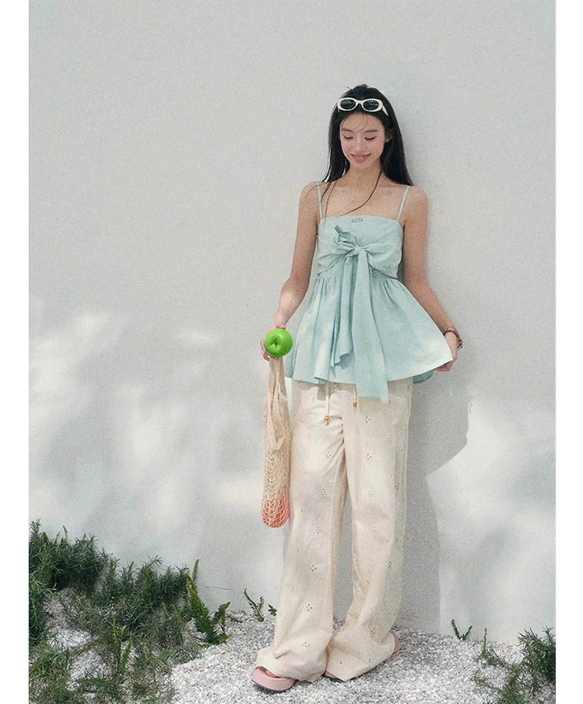 Wide-Leg Embroidered Pants