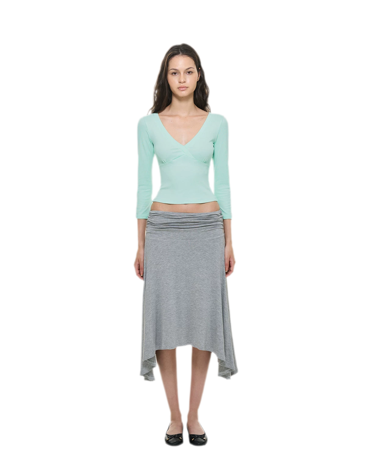 Crossfront Ribbed V-Neck Top