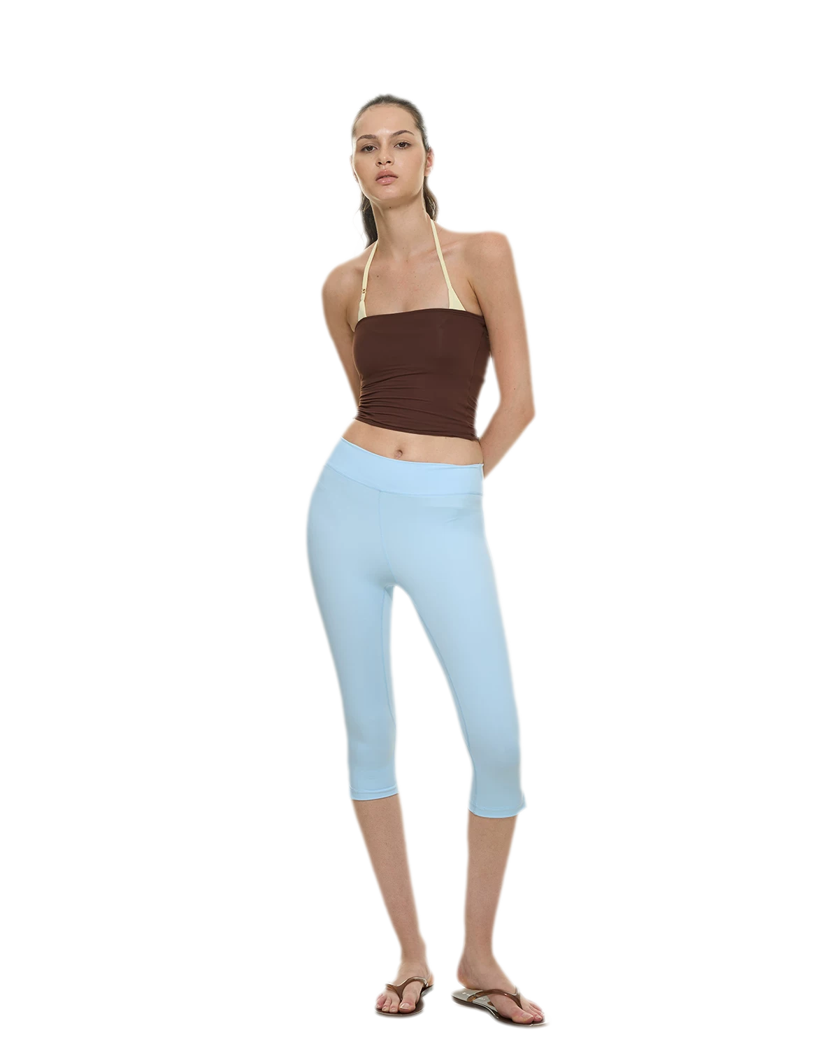 Bare-Feel Slit Capri Pants