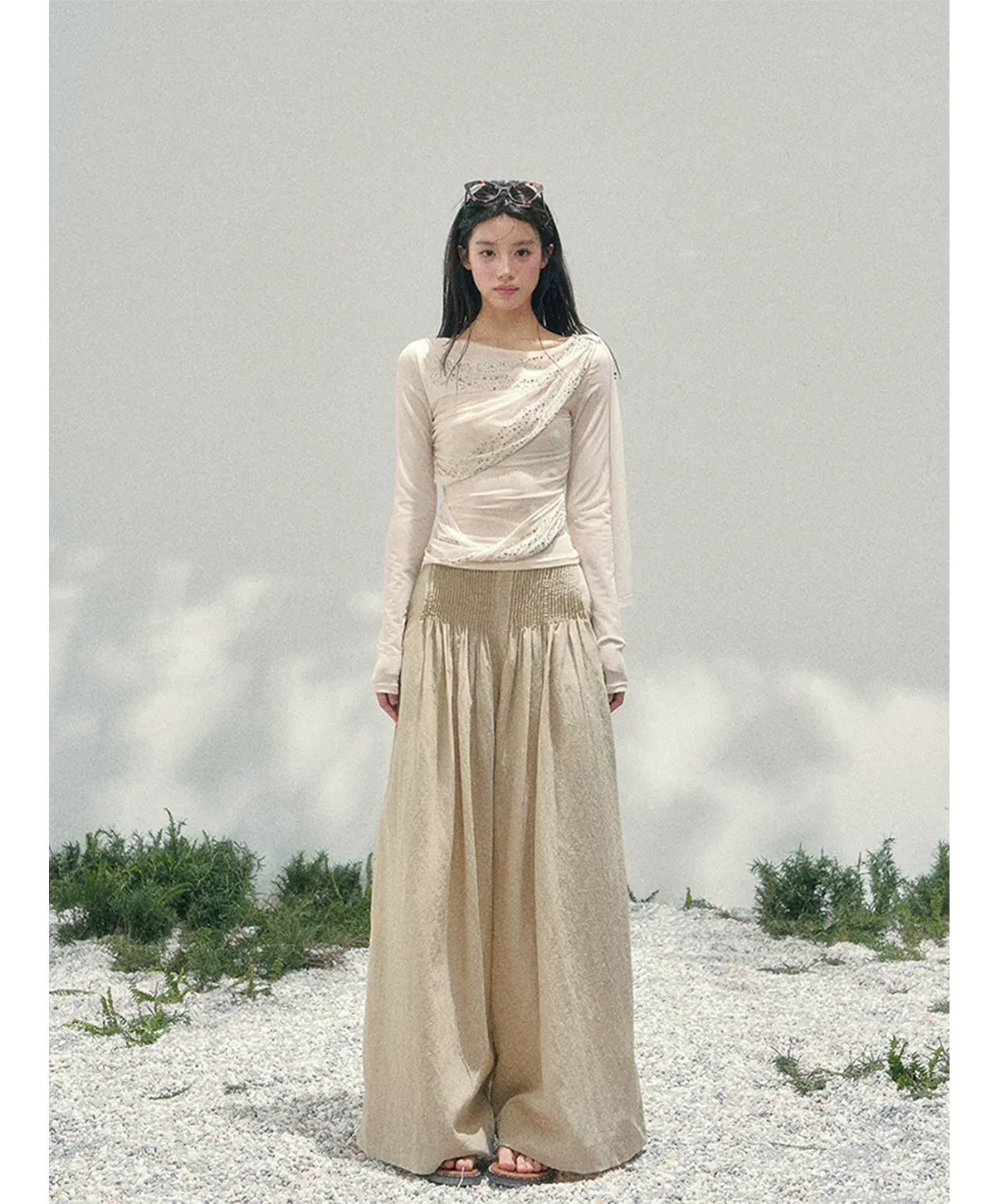 Mesh Drape Rhinestone Top | Final Sale